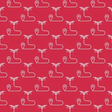 Quadcopter Path Planning vector Drone concept outline seamless pattern Stock Illustration