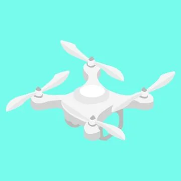 Quadcopter picture on a turquoise background. Vector illustration Stock Illustration