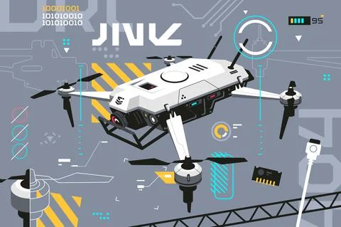 Quadcopter with portable camera Stock Illustration