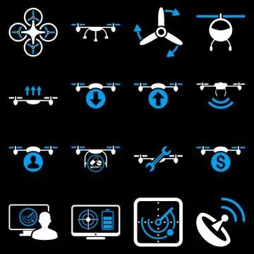 Quadcopter service icon set Stock Illustration