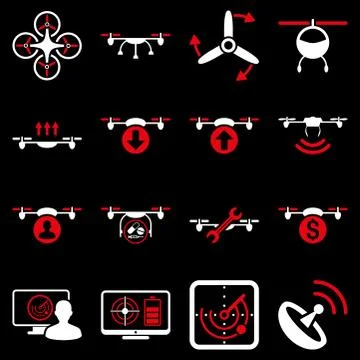Quadcopter service icon set Stock Illustration