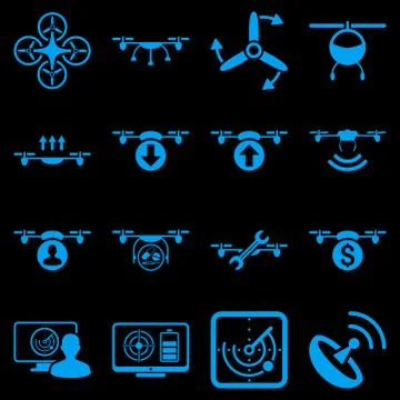 Quadcopter service icon set Stock Illustration