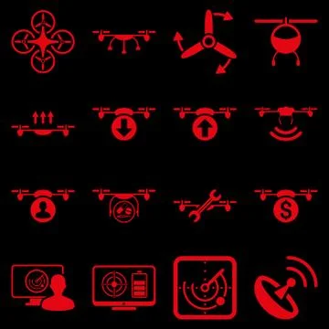 Quadcopter service icon set Stock Illustration