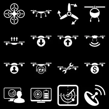 Quadcopter service icon set Stock Illustration