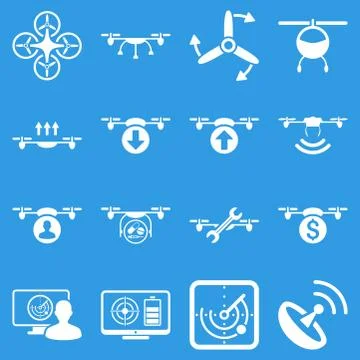 Quadcopter service icon set Stock Illustration