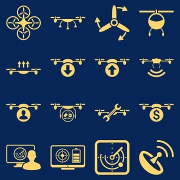 Quadcopter service icon set Stock Illustration