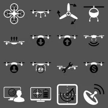 Quadcopter service icon set Stock Illustration