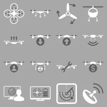 Quadcopter service icon set Stock Illustration