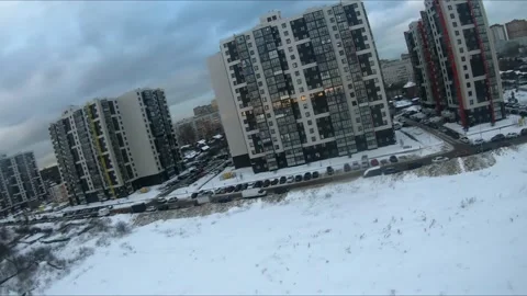 Quadcopter test flights winter Stock Footage 169043685