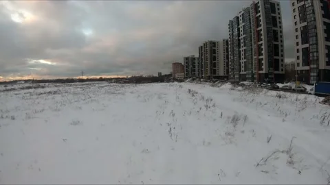 Quadcopter test flights winter Stock Footage 169044215