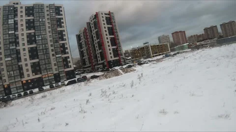 Quadcopter test flights winter Stock Footage 169044252
