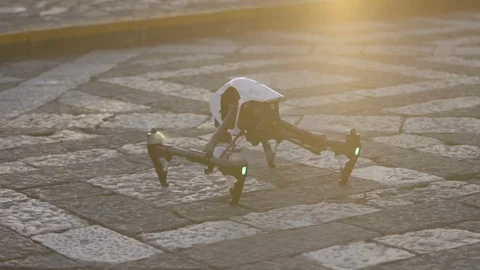 Quadcopter drone in flight at dusk Stock Footage 89967715