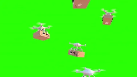 Quadcopters deliver packages Stock Footage 84658260