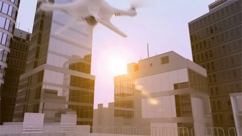 Quadcopters take off for patrol Stock Footage 84468970