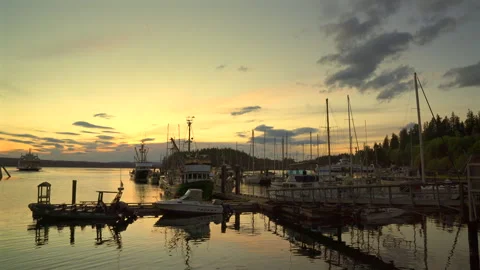Quadra Island Canada May 16 2022 Quathiaski Cove Ferry Sunset 4K UHD Stock Footage 341825944