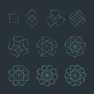 Quadrangle contour various sacred geometry set. Stock-Illustration