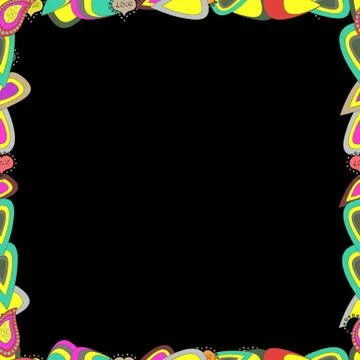 Quadrate frames doodles. Seamless pattern. Illustration in yellow, black and blu Stock Illustration