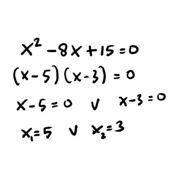 Quadratic equation formula. Solution of solving quadratic equations Stock Illustration
