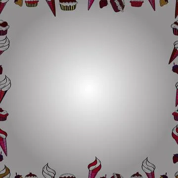 Quadratic frames doodles. Vector. Picture in red, white and black colors. Seamle 스톡 일러스트