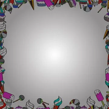 Quadratic frames doodles. Vector. Seamless. Picture in white, black and gray col 库存插图