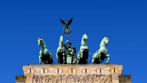 The Quadriga of the Brandenburg Gate in Berlin Stock Footage 107085399