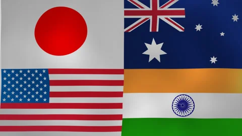 The Quadrilateral Security Dialogue countries flags .QSD, also known as the Quad Stock Footage 152991317