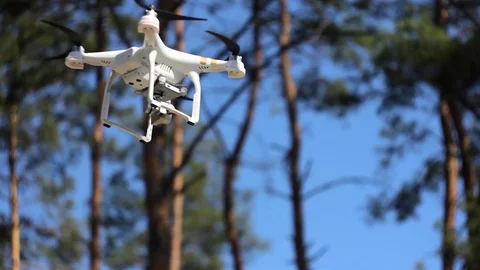 Quadrocopter in the air, flight of a large frame Video stock 74466458