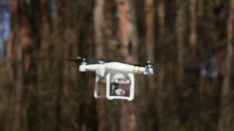 Quadrocopter in the air, flight of a large frame Stock Footage