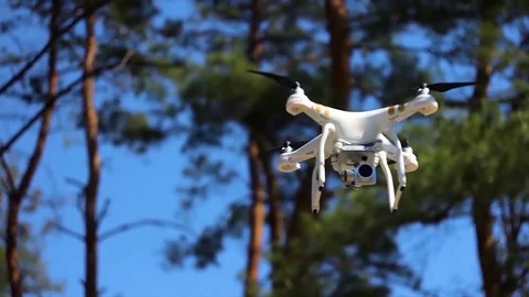 Quadrocopter in the air, flight of a large frame Stock Footage 74525306