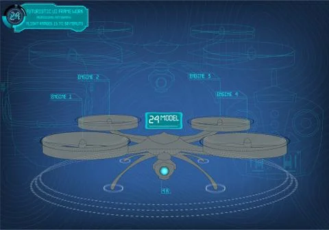Quadrocopter and interface HUD Ilustración de archivo