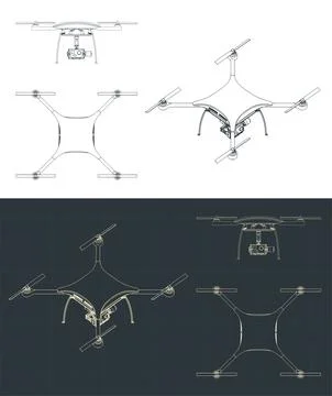 Quadrocopter blueprints Stock Illustration