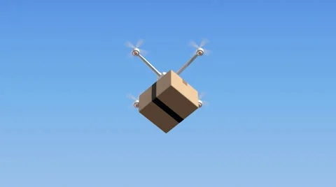 Quadrocopter with cardboard package, 3d animation Video stock 51769678