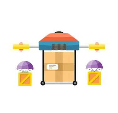 Quadrocopter Delivery Design Flat Illustrazione stock