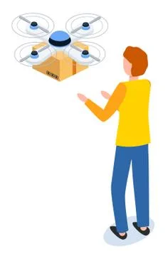 Quadrocopter Delivery, Modern Post Technology 스톡 일러스트