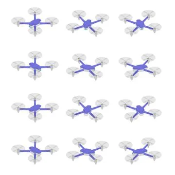 Quadrocopter with different viewing angles. Stock Illustration