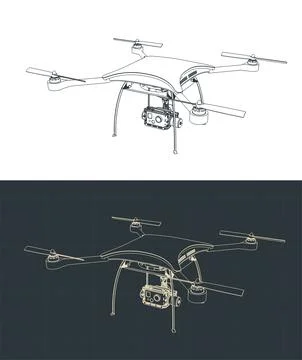 Quadrocopter drawings Illustrazione stock