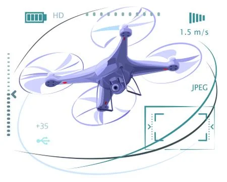 Quadrocopter. Drone with a camera. Isolated vector Stock Illustration