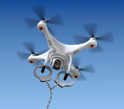 Quadrocopter drone with handcuffs Stock Illustration