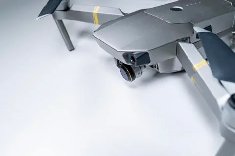 Quadrocopter drone on a white table Stock Photos
