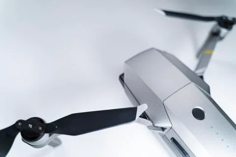 Quadrocopter drone on a white table Stock Photos