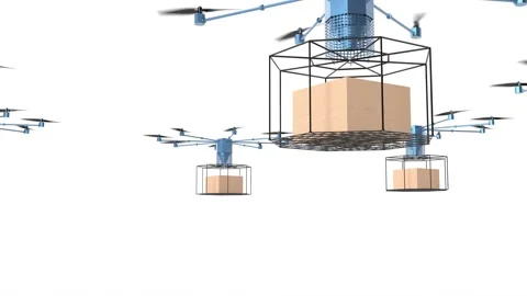Quadrocopter drones delivery parcel innovation gadget 動画素材 312702257