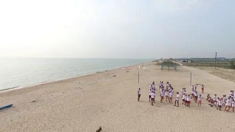 Quadrocopter Fell Down on the beach Stock Footage 70232499