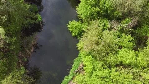 Quadrocopter flight Russian river down at right angles Video stock 131272186
