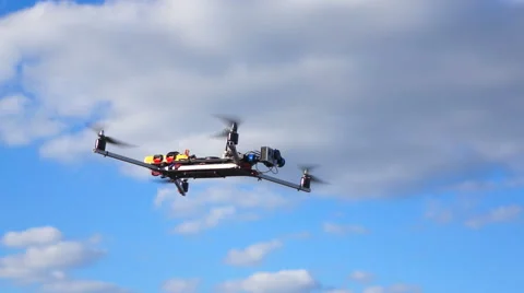 Quadrocopter in-flight. side view Video stock 54594030