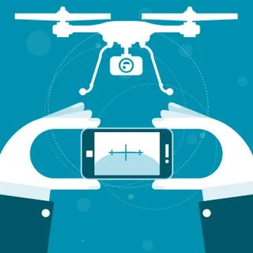 Quadrocopter remote control from smartphone Stock Illustration