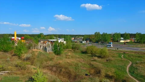 Quadrocopter shooting, overview of the nature Stock Footage 89949475