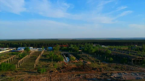 Quadrocopter shooting, overview of the nature Stock Footage 89950733