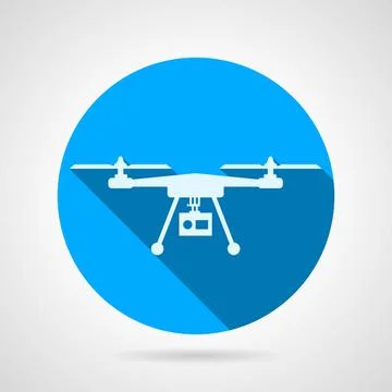 Quadrocopter sign flat vector icon Blue round vector icon with white silho... Stock Photos