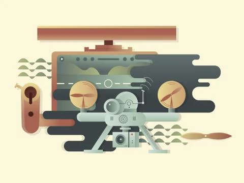 Quadrocopters design flat Stock Illustration