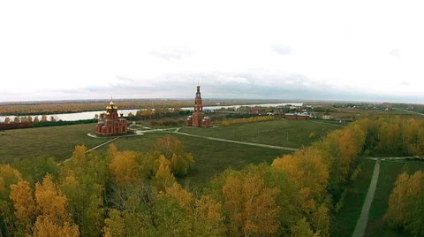 Quadrocopters removes two large temple Stock Footage 65178092